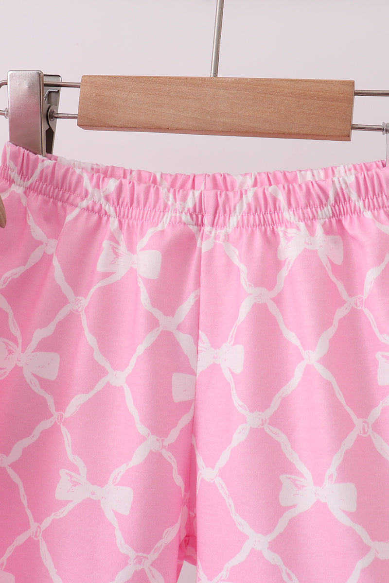 PINK BOW SHORT SET