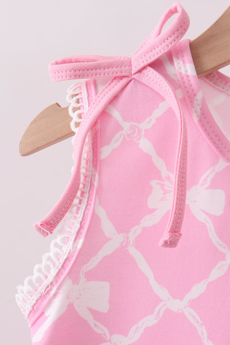 PINK BOW SHORT SET