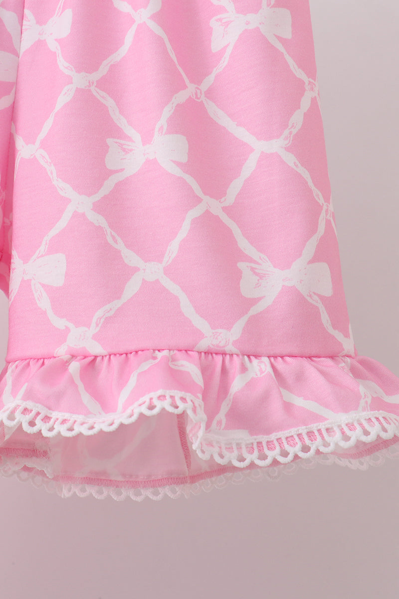 PINK BOW SHORT SET
