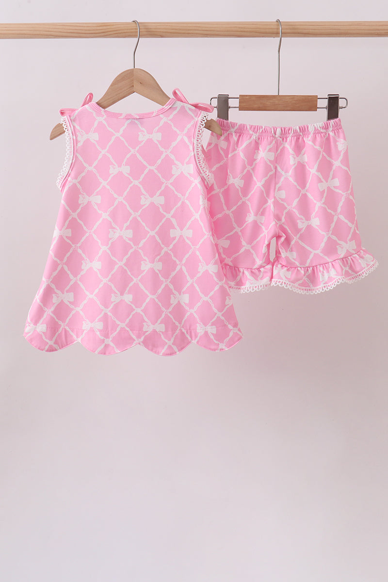 PINK BOW SHORT SET