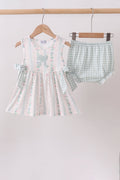 BOW FLORAL APPLIQUE BLOOMER SET
