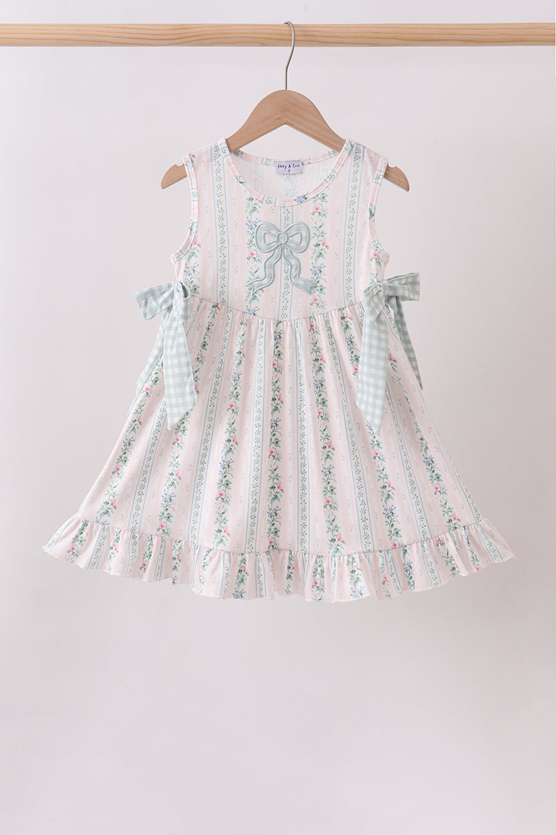 BOW FLORAL APPLIQUE DRESS