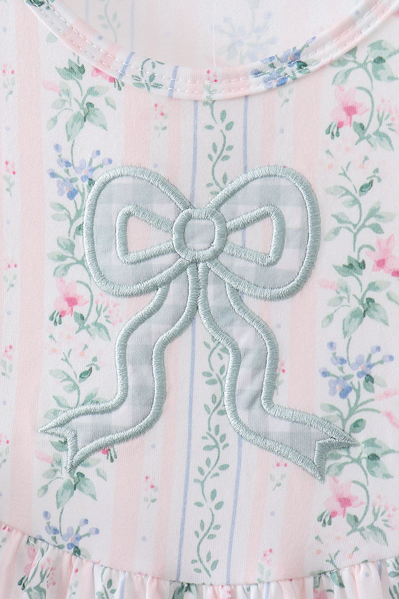 BOW FLORAL APPLIQUE DRESS