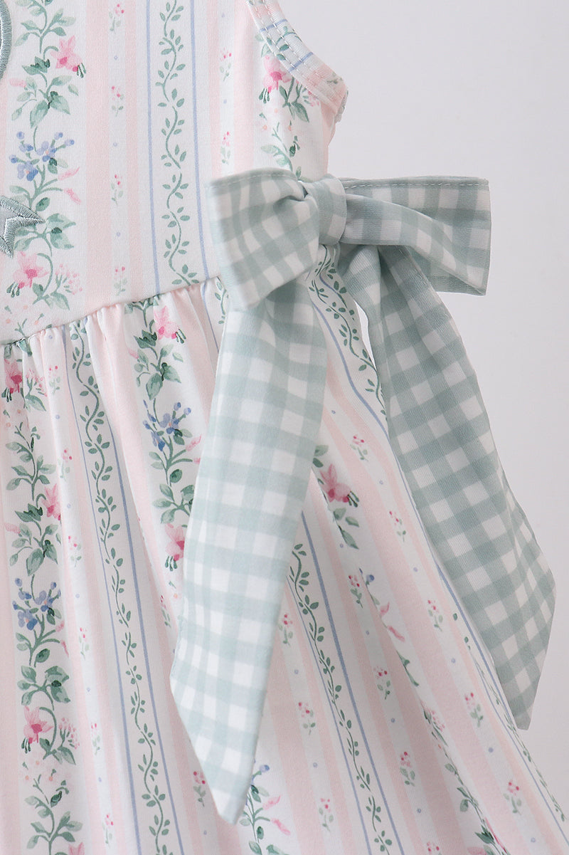 BOW FLORAL APPLIQUE DRESS