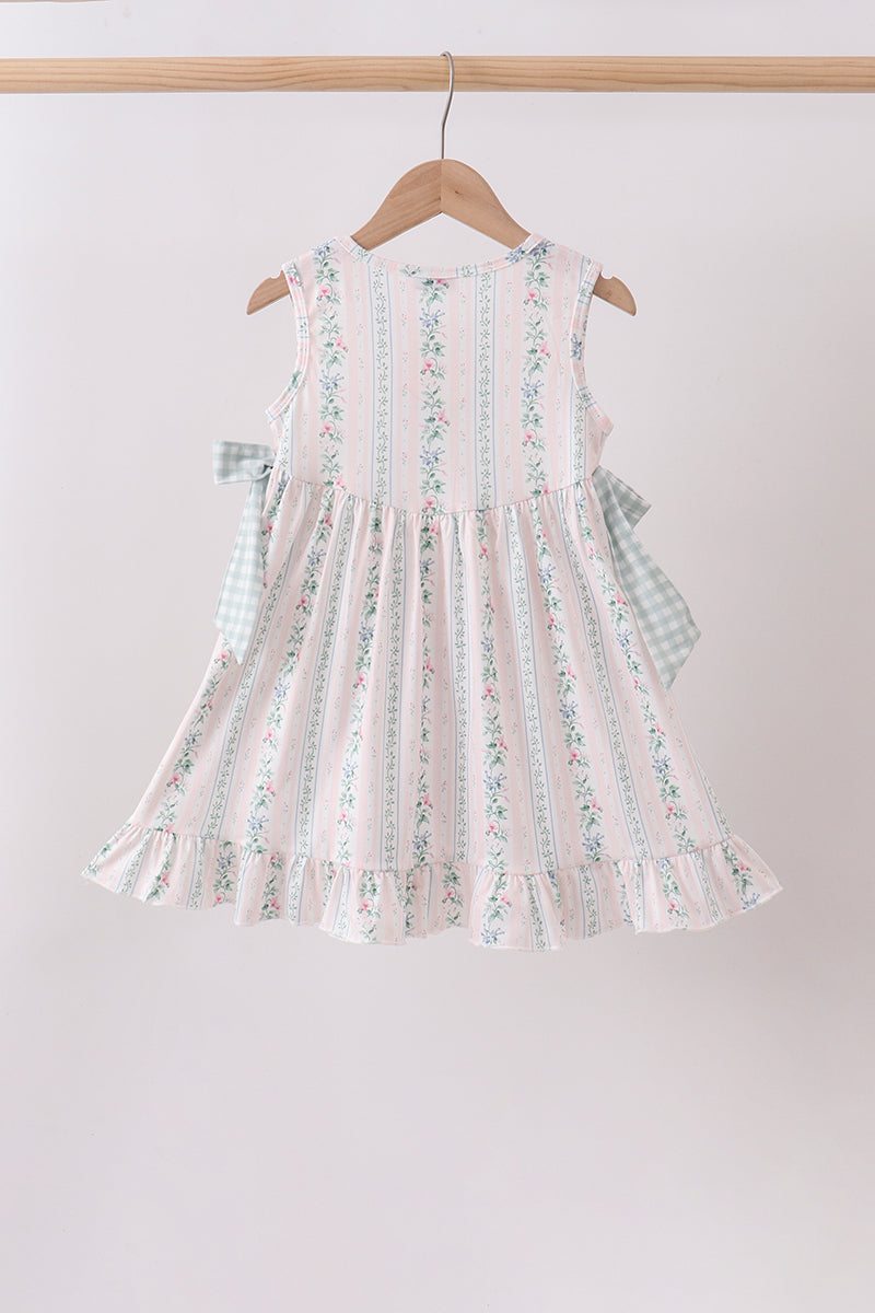 BOW FLORAL APPLIQUE DRESS
