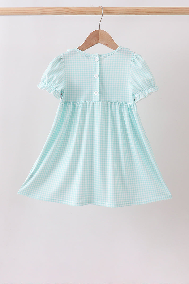 BLUE APPLE SMOCKED DRESS