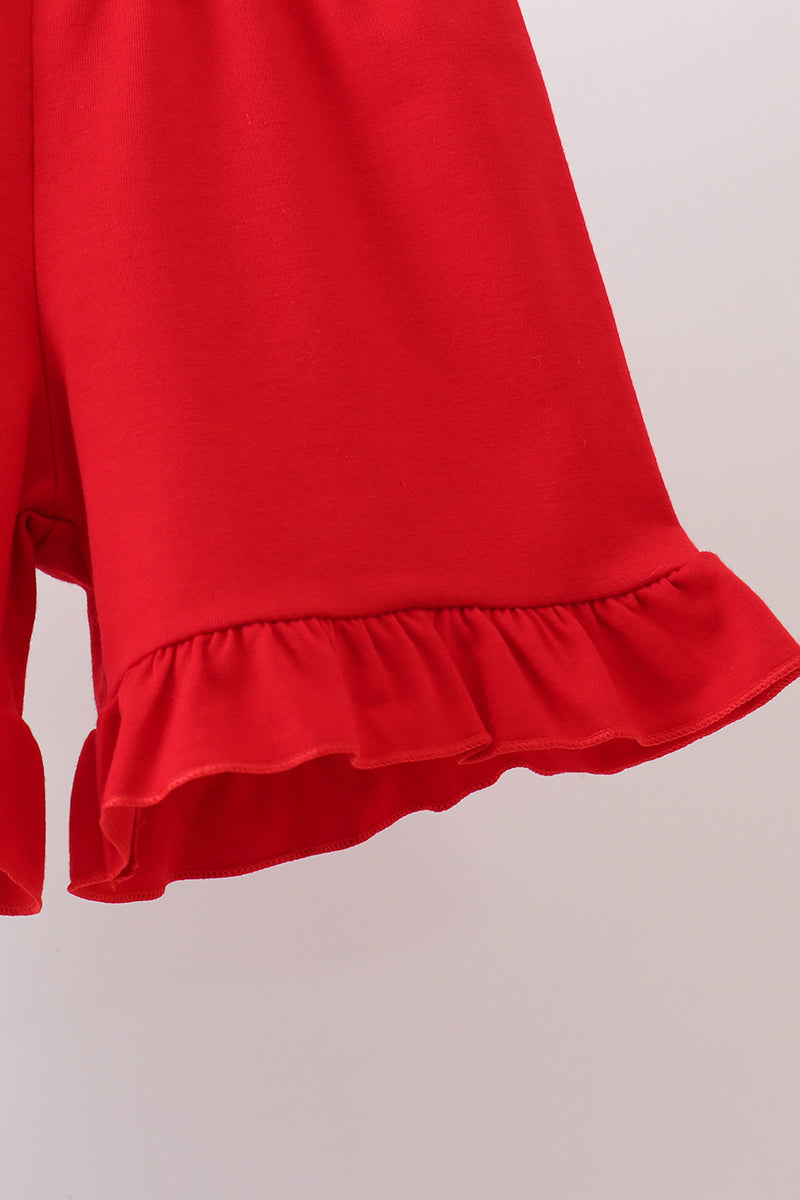 BLUE APPLE SMOCKED RUFFLE SHORTS SET