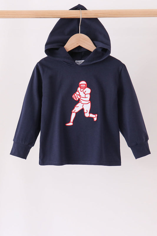 Navy Football Embroidery Hoodie