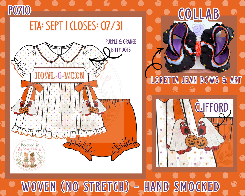 HOWL-O-WEEN Orange Dog - Hand Smock