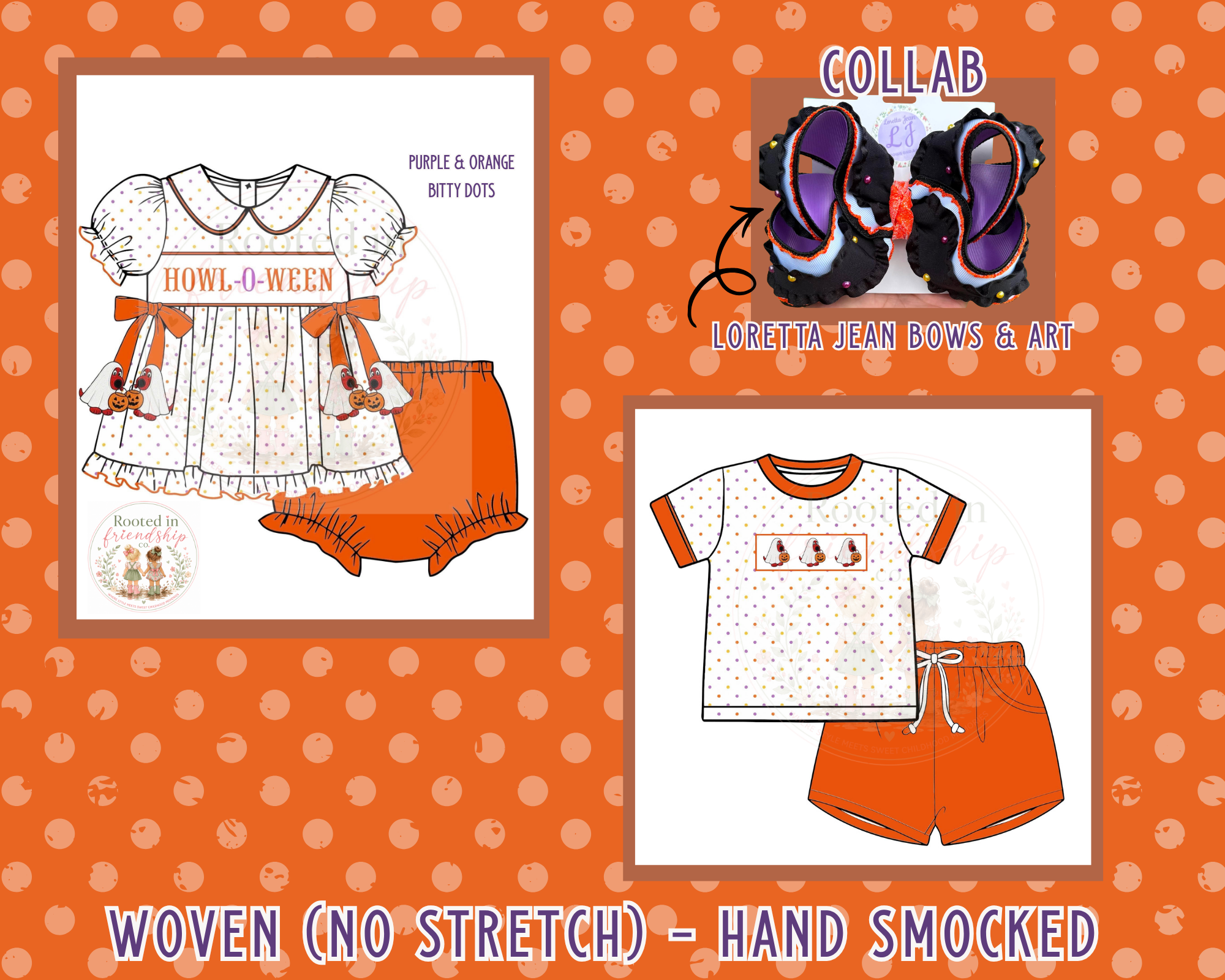 HOWL-O-WEEN Orange Dog - Hand Smock
