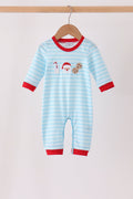 Blue Milk Santa Cookies Stripe Romper