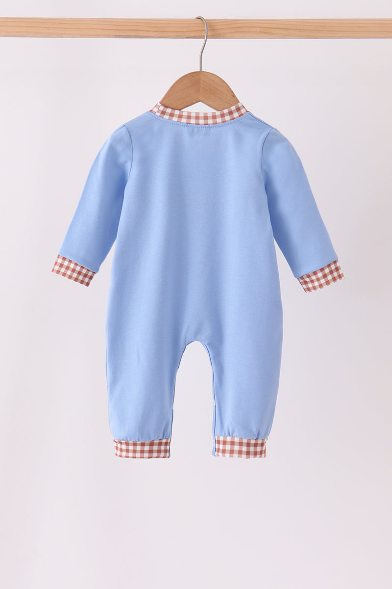 Blue Milk Cookies Embroidery Romper