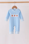 Blue Turkey Embroidery Romper