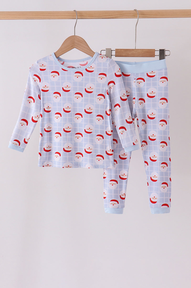 Blue Santa Claus Bamboo Pajama Set