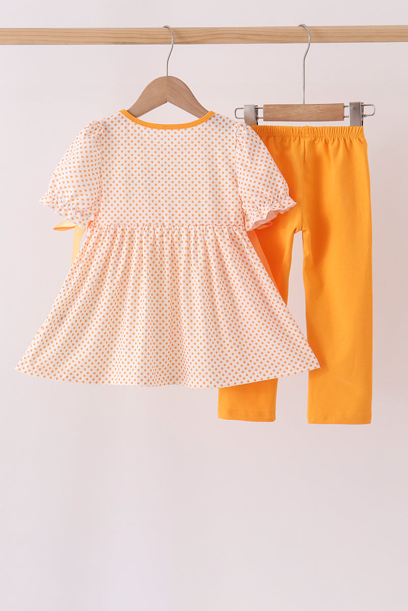 Orange Tennessee Go Vols Embroidery Bow Pants Set