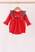 Red Georgia Go Dawgs Embroidery Ruffle Bubble
