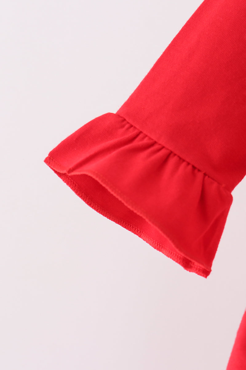 Red Georgia Go Dawgs Embroidery Ruffle Bubble