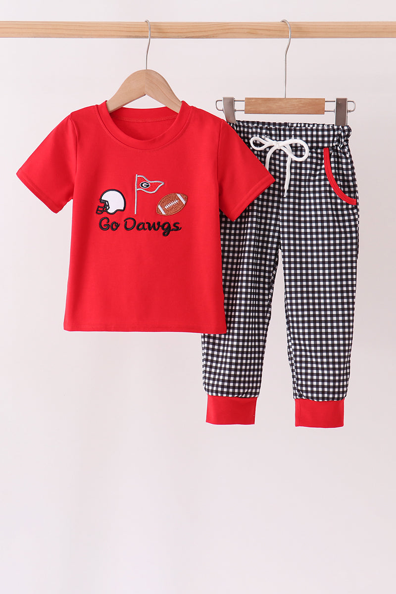 Red Georgia Go Dawgs Embroidery Pants Set