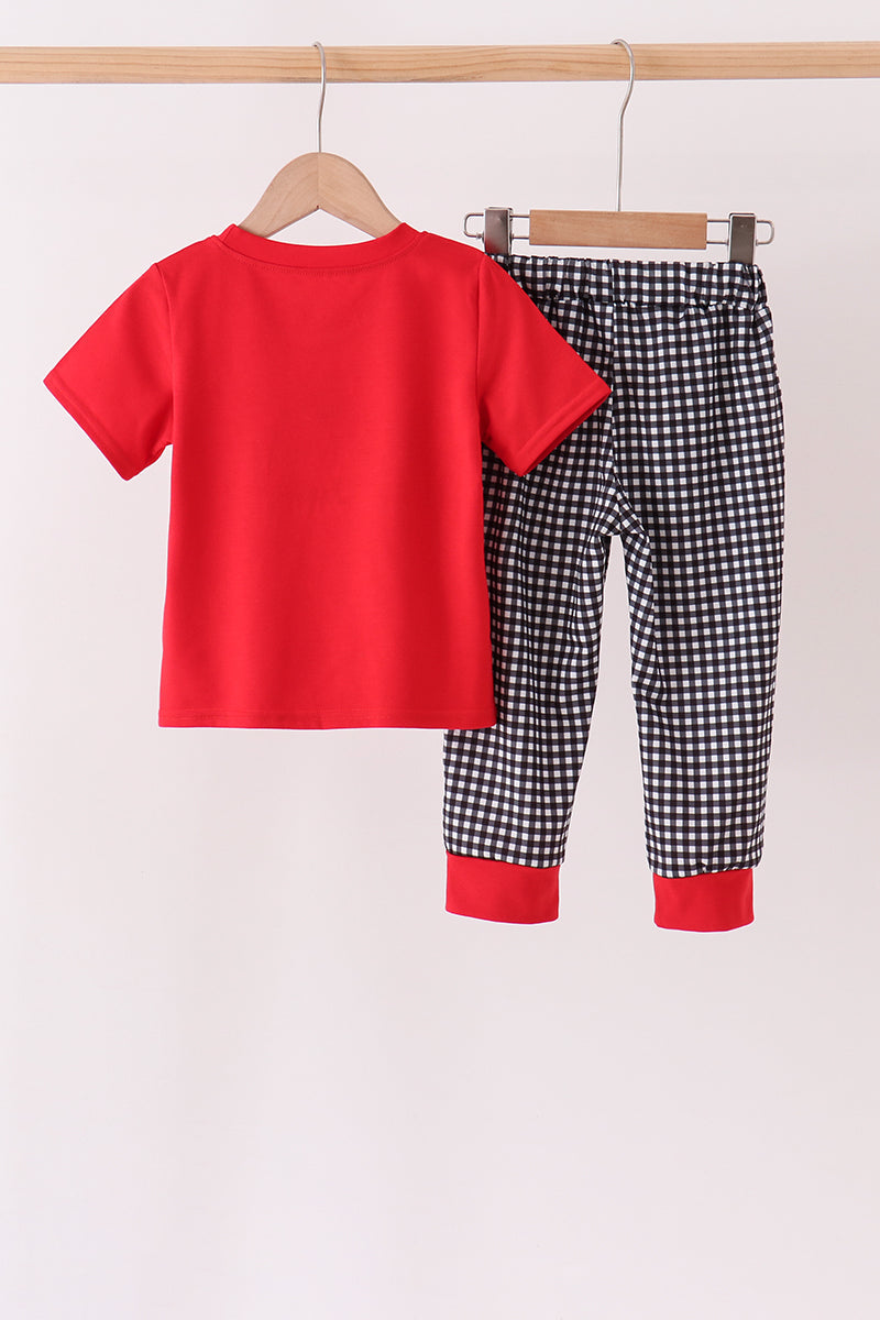 Red Georgia Go Dawgs Embroidery Pants Set