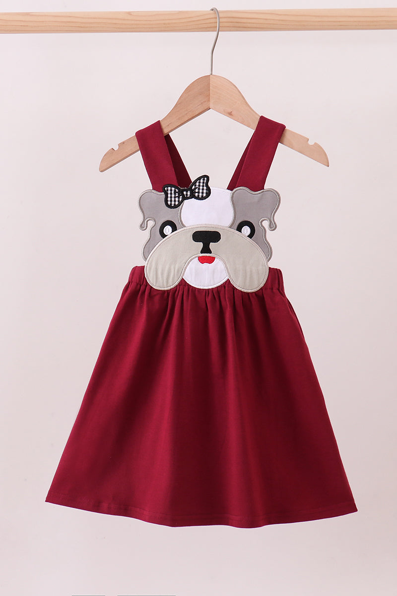 Premium Maroon Georgia bulldog applique dress