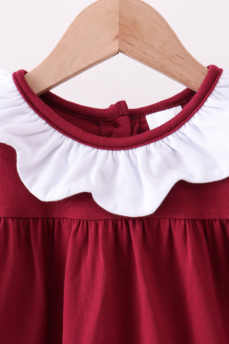 Premium Maroon Georgia bulldog applique dress