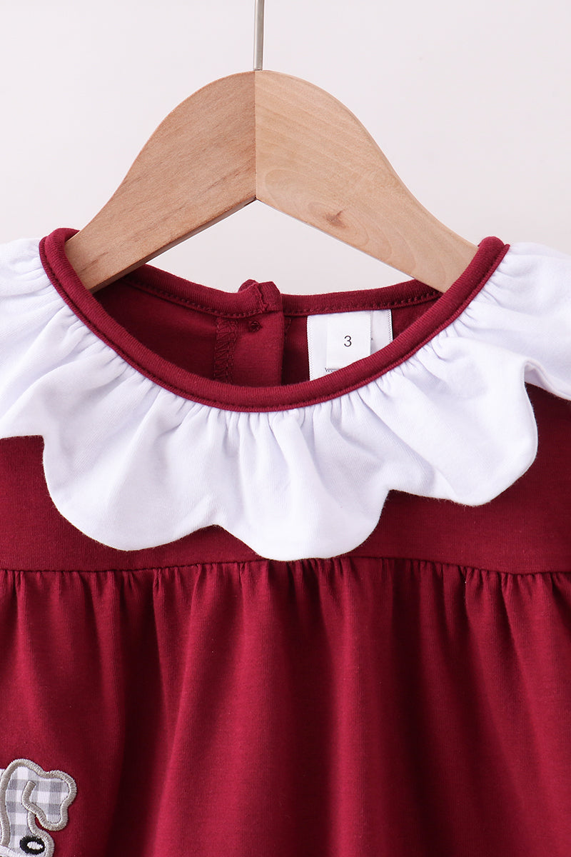 Premium Maroon Georgia bulldog applique bloomer set