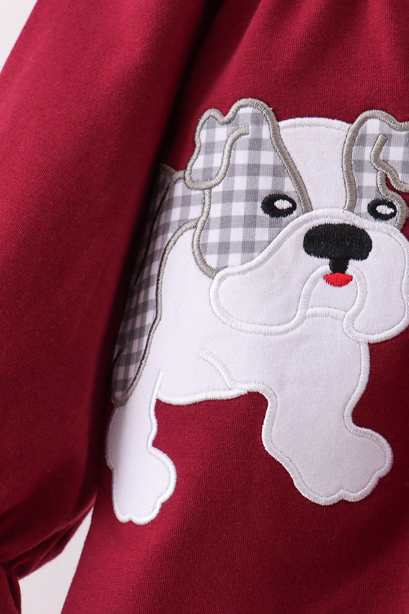 Premium Maroon Georgia bulldog applique bloomer set