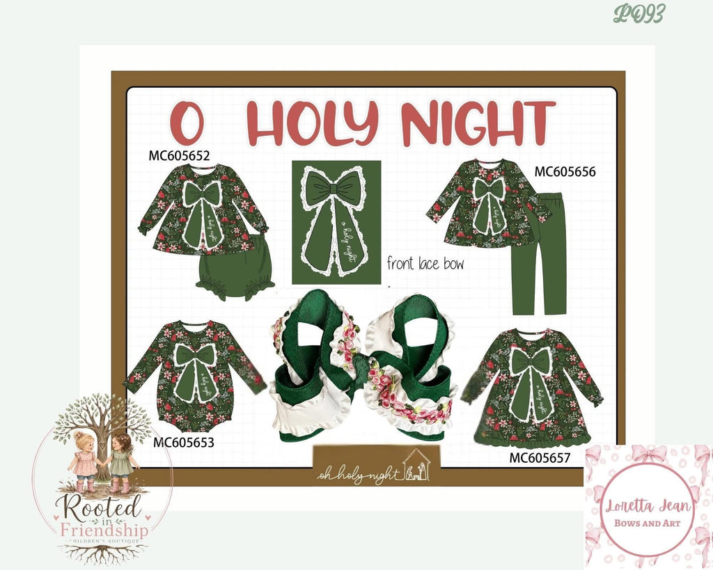 PO93 Green floral print bow collection - Boys Pant Set