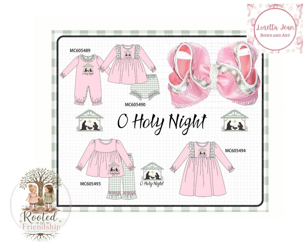 PO93 Pink&navy nativity embroidery ruffle gingham collection - Dress