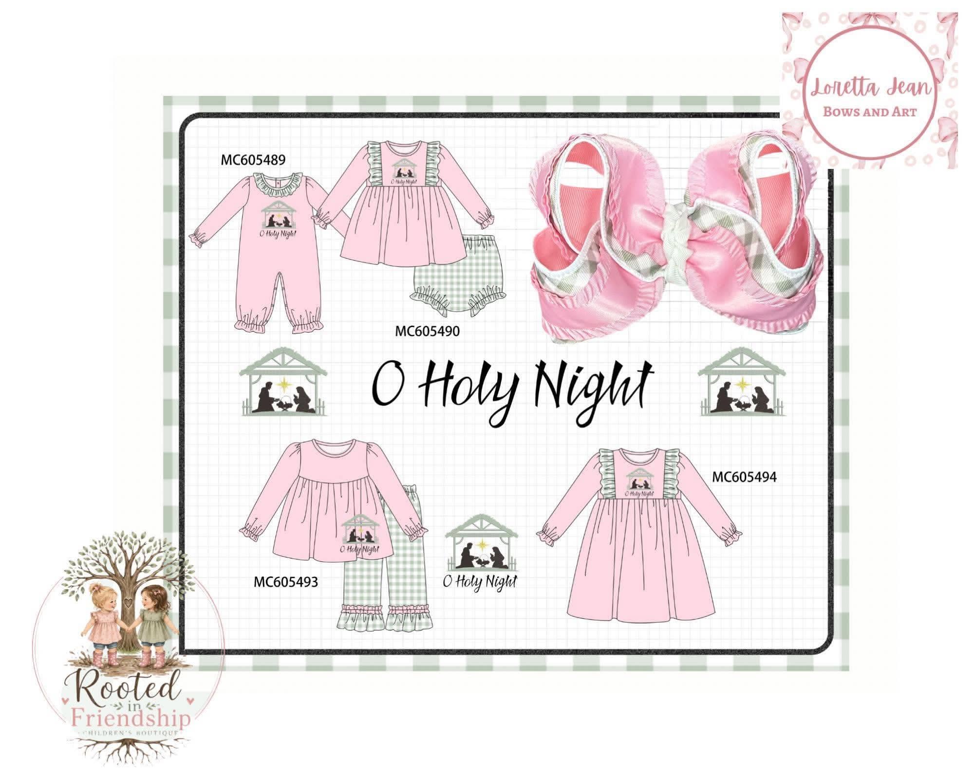 PO93 Pink&navy nativity embroidery ruffle gingham collection - Dress