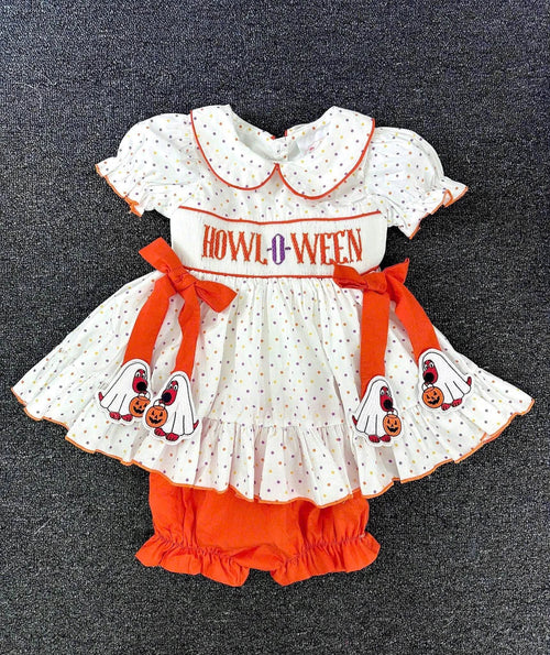HOWL-O-WEEN Red Dog Smock