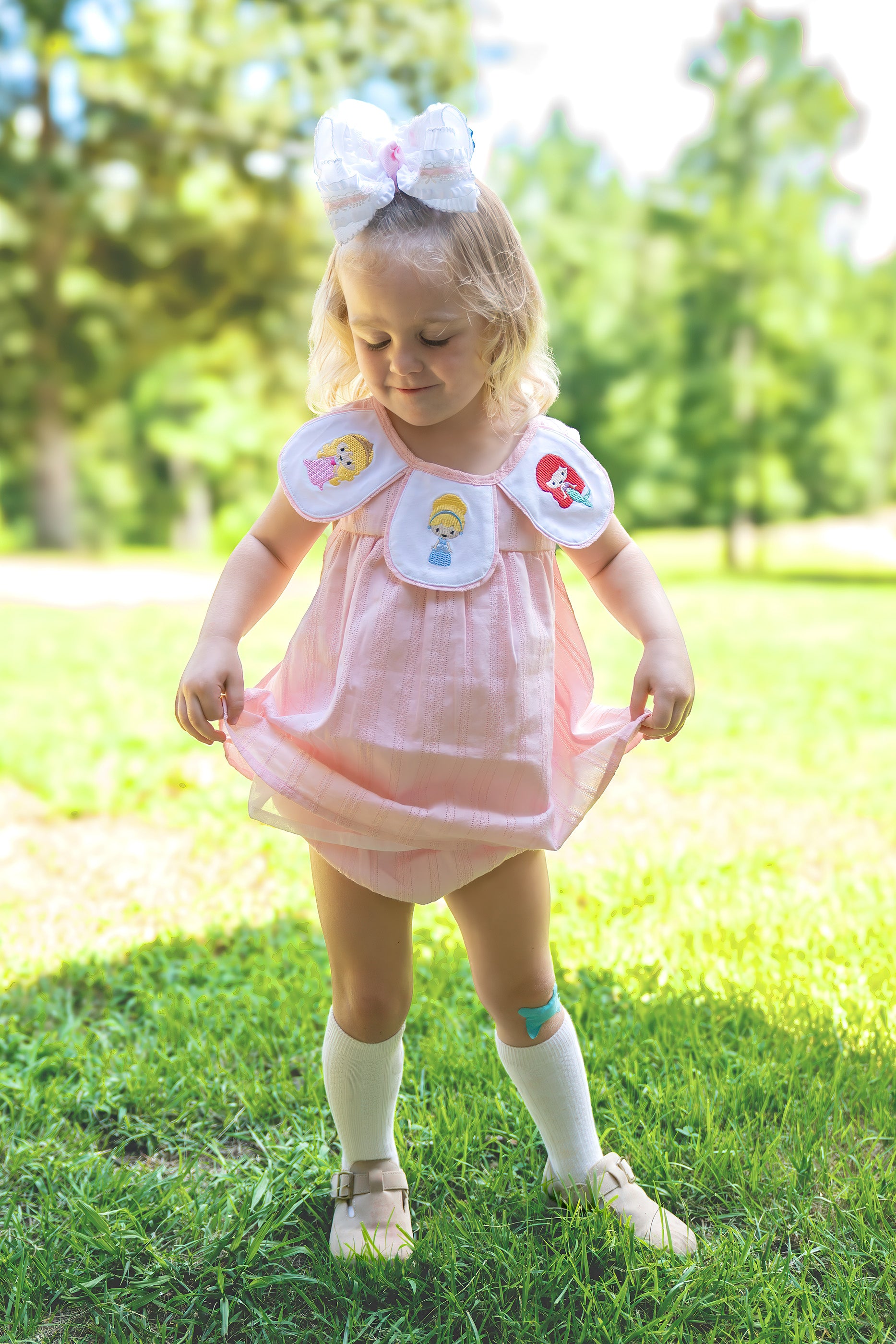 PINK PRINCESS EMBROIDERED JACQUARD BLOOMER SET