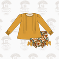 Mustard floral print ruffle collection - Diaper Set