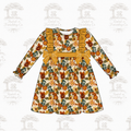Mustard floral print ruffle collection - Dress