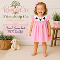 PINK CHARACTER HAND SMOCKED DOT RUFFLE DRESS