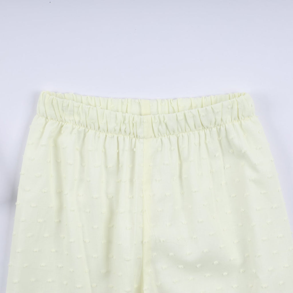 MUSTARD CHARACTER HAND SMOCKED RUFFLE PANTS SET