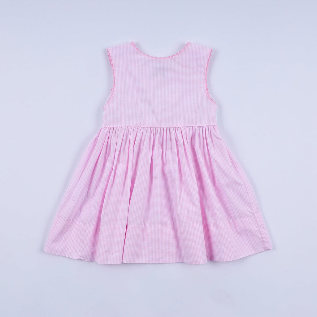 PINK PRINCESS HAND SMOCKED PLAID DRESS