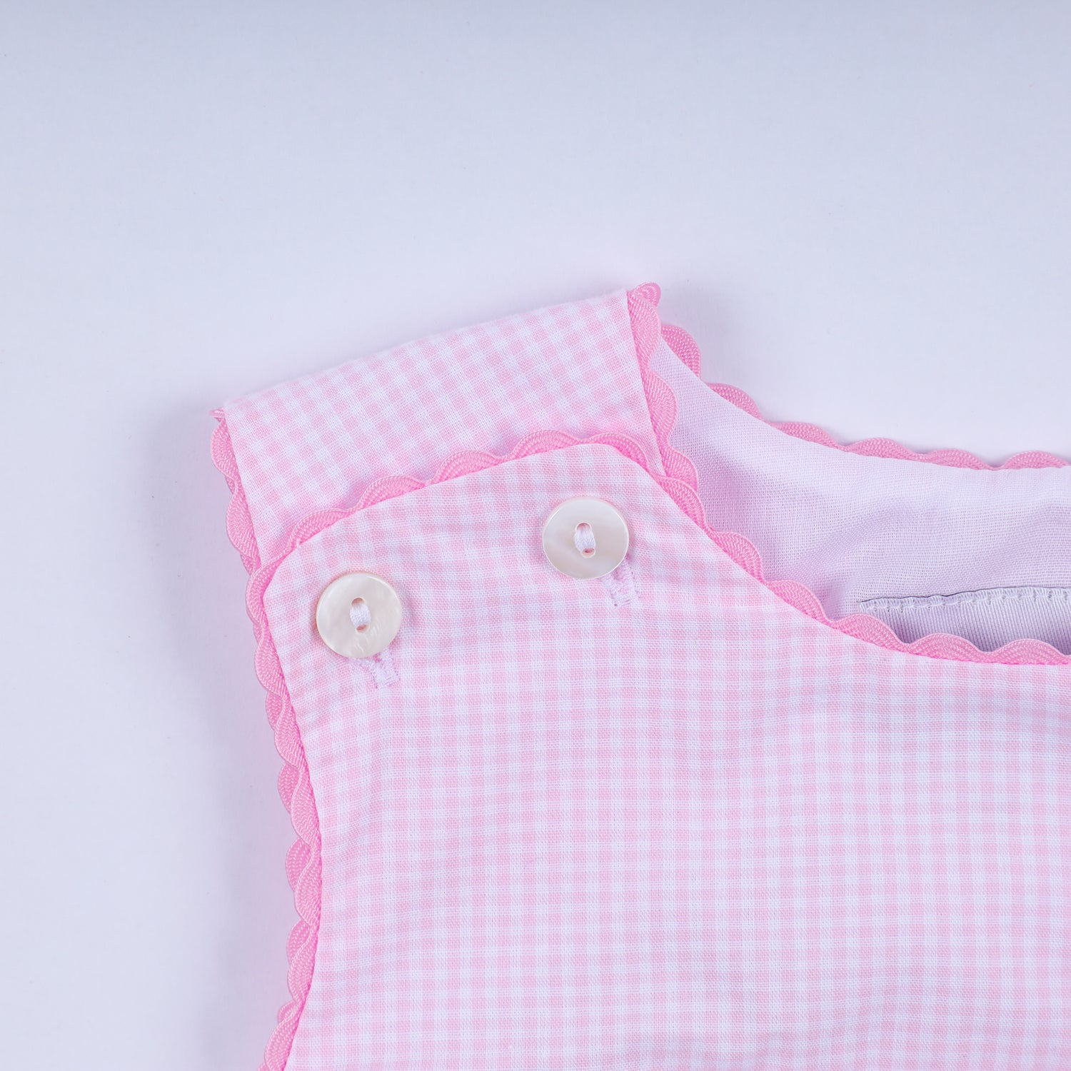 PINK PRINCESS HAND SMOCKED PLAID BUBBLE