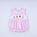PINK PRINCESS HAND SMOCKED PLAID BUBBLE