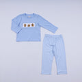 BLUE GINGERBREAD HAND SMOCKED GINGHAM PANTS SET