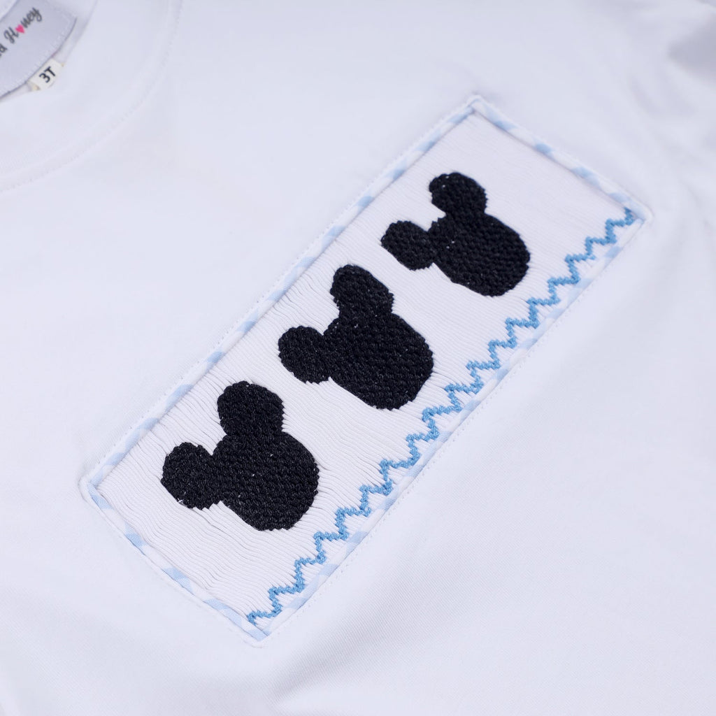 BLUE CHARACTER HAND SMOCKED GINGHAM SHORTS SET