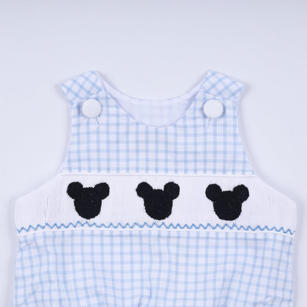 BLUE CHARACTER HAND SMOCKED GINGHAM BUBBLE