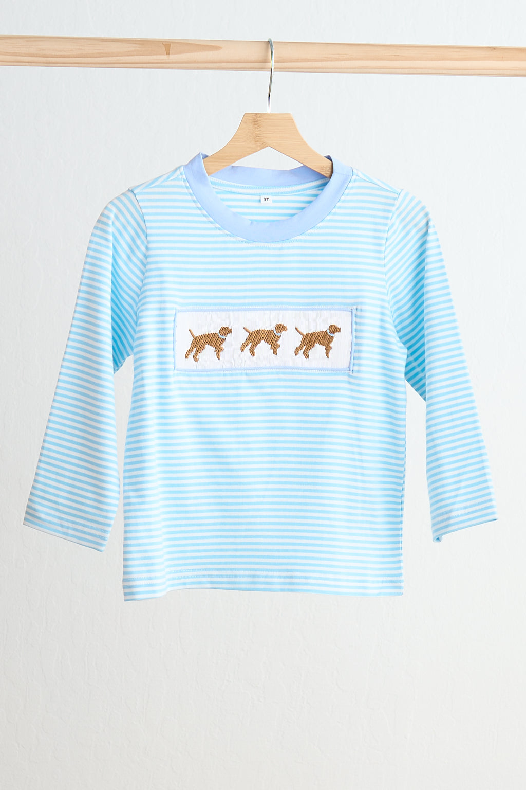 BLUE PUPPY HAND SMOCKED BOY STRIPE TOP