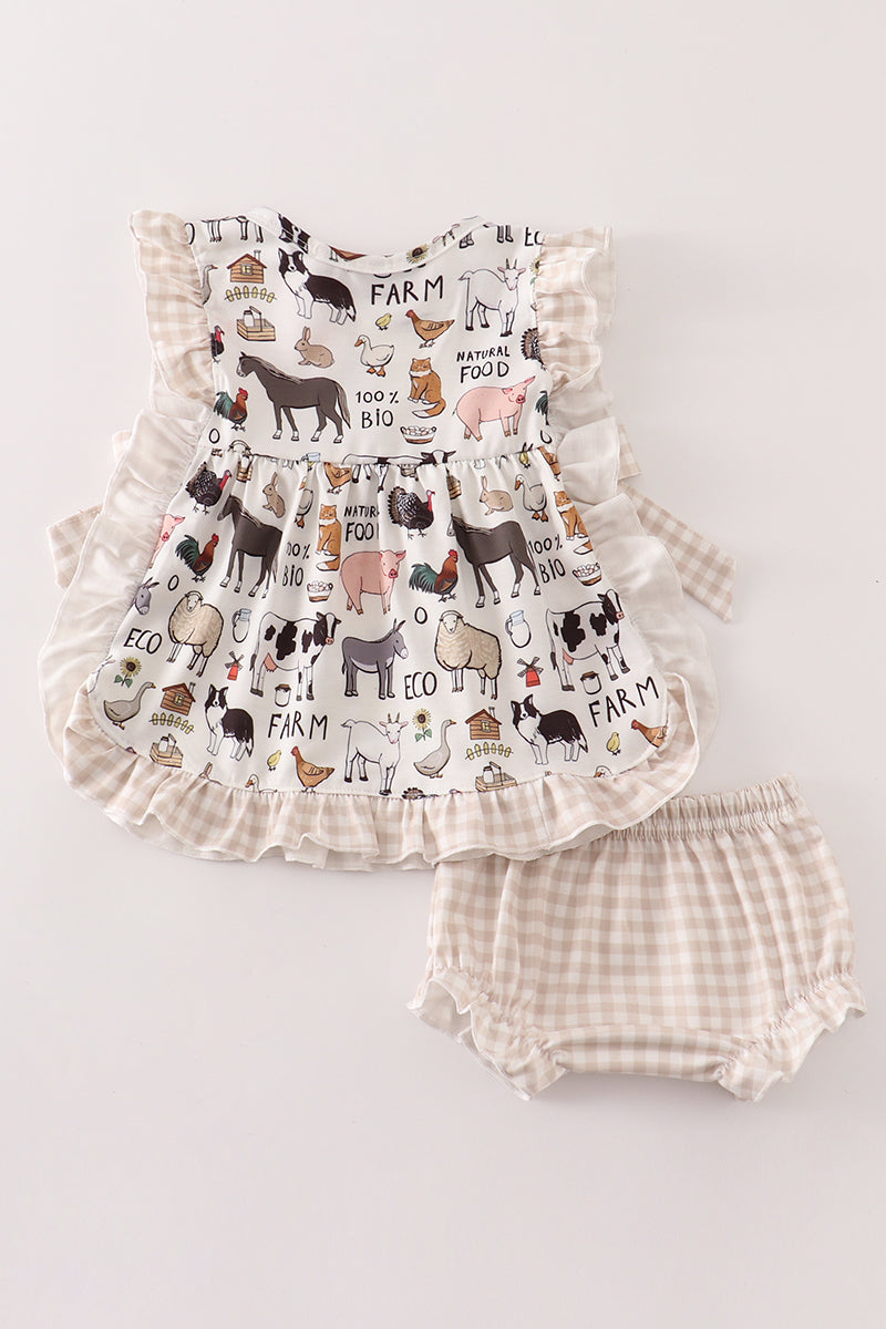 BEIGE FARM BLOOMER SET