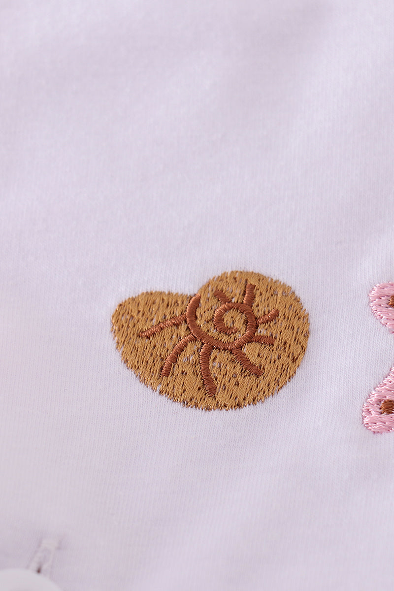 BROWN SHELL STARFISH EMBROIDERED SEERSUCKER DRESS