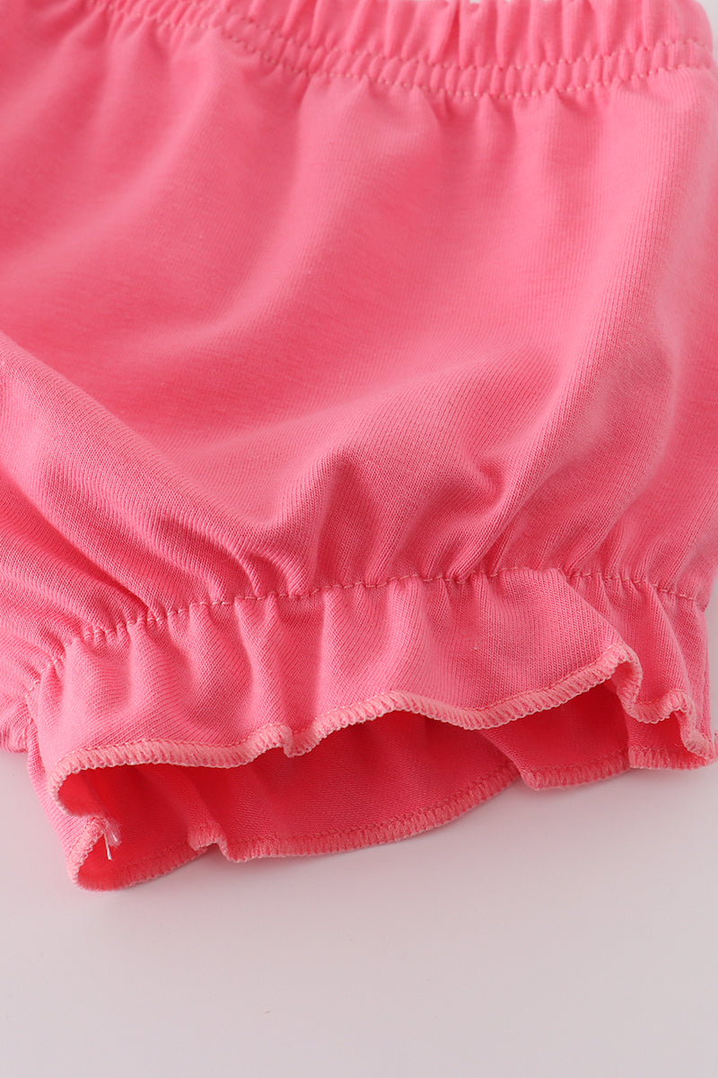 Pink rose hand smocked bloomer set