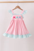 PINK BOW FRENCH KNOT BOW DRESS