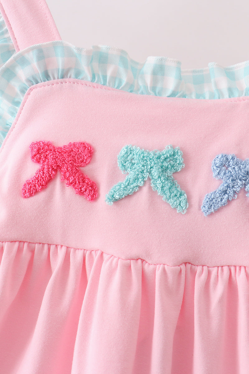 PINK BOW FRENCH KNOT BOW DRESS