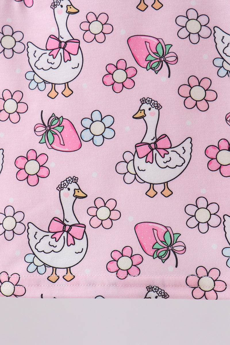 PINK GOOSE SMOCKED BLOOMER SET
