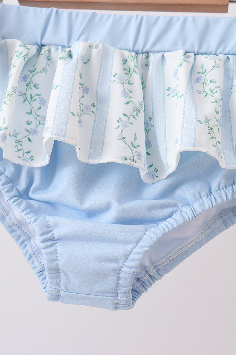 BLUE CHARACTER APPLIQUE RUFFLE SWIMSUIT